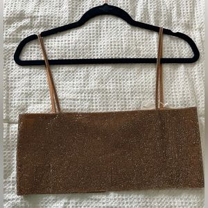 Disco Gold Rhinestone Crop Top - New w/ Tags